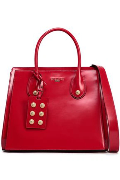 Balmain Glossed-leather Tote In Claret