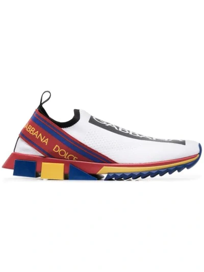 Dolce & Gabbana White Sorrento Knitted Sock Trainers In Multicolour