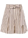 ANDREA MARQUES BELTED STRIPED SHORTS