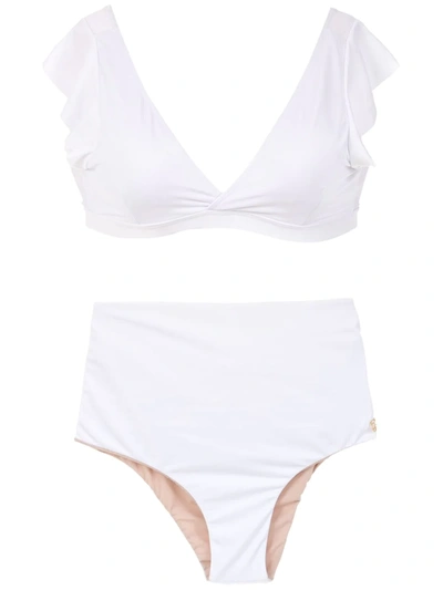 Brigitte Plain Bikini Set In White