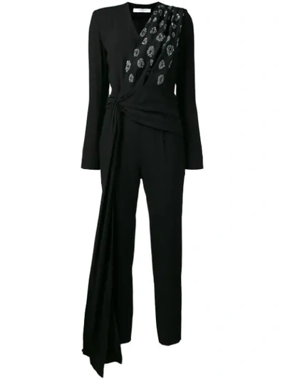 Givenchy 刺绣裹身式连身长裤 - 黑色 In 001 Black