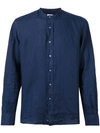 Aspesi Mandarin Collar Shirt In Blue In Blue