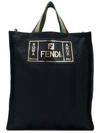 FENDI FENDI STRIPED SHOPPER TOTE - 黑色