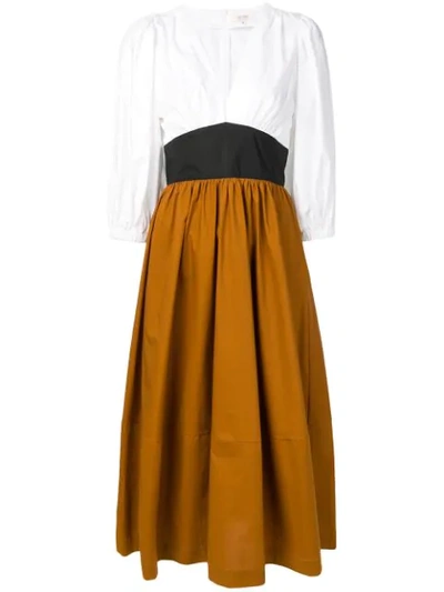 Isa Arfen Contrast Flared Dress - 棕色 In Brown