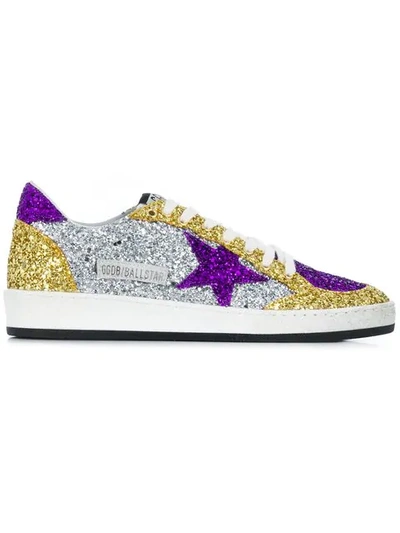 Golden Goose Ball Star Trainers In Silver