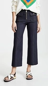 Cinq À Sept Azure Front High-rise Wide-leg Crop Jeans In Indigo