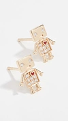 SYDNEY EVAN 14K GOLD LOVE ROBOT STUD EARRINGS,SYDNY20143