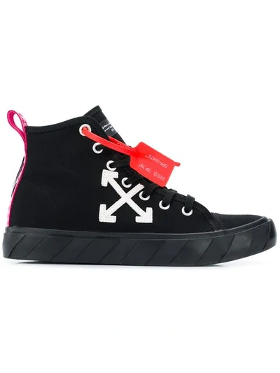 Off-white High-top Cotton-canvas Arrow Trainers  In  Black