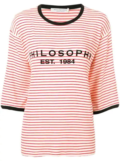 Philosophy Di Lorenzo Serafini Striped Logo T-shirt In White