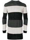 RICK OWENS STRIPED KNITTED HOODIE