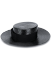 SAINT LAURENT SAINT LAURENT SMALL STRAW BOATER HAT - 黑色