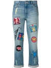ALICE AND OLIVIA X KEITH HARING PATCH JEANS
