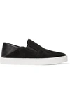VINCE GARVEY SUEDE AND LEATHER COLLAPSIBLE-HEEL SNEAKERS