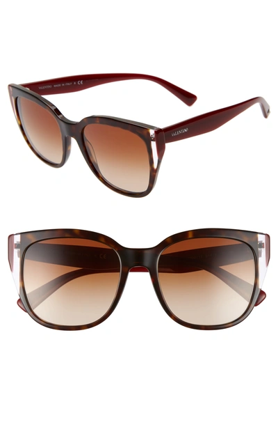 Valentino 54mm Sunglasses In Burgundy/ Brown Gradient