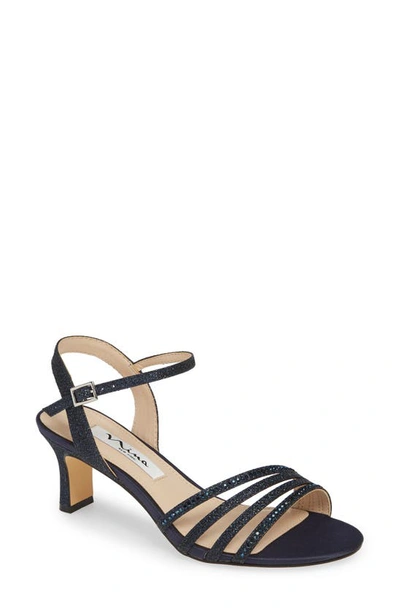 Nina Nelena Womens Leather Ankle Strap Evening Sandals In Navy
