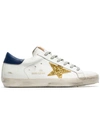 GOLDEN GOOSE WHITE SUPERSTAR LEATHER AND GLITTER SNEAKERS