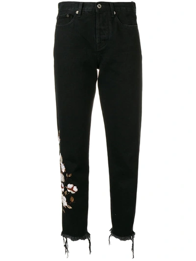Off-white Embroidered Printed High-rise Straight-leg Jeans In Black