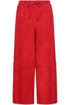 AMANDA WAKELEY WOMAN CROPPED SUEDE WIDE-LEG trousers RED,GB 272216333429468