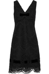 ANNA SUI ANNA SUI WOMAN VELVET-TRIMMED GUIPURE LACE MINI DRESS BLACK,3074457345620133678