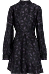 ANNA SUI BELTED PRINTED SILK-SATIN MINI DRESS,3074457345620134170