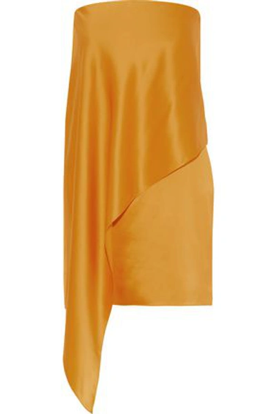 Michelle Mason Woman Strapless Draped Silk-charmeuse Mini Dress Marigold