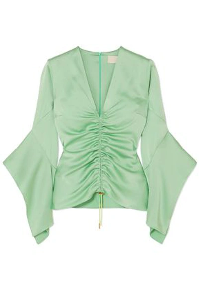 Peter Pilotto Woman Ruched Satin Blouse Mint