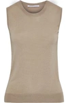 AGNONA AGNONA WOMAN WOOL, CASHMERE AND SILK-BLEND TANK MUSHROOM,3074457345620242730