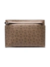 LOEWE BROWN AND BLACK LOGO PRINT LEATHER POUCH