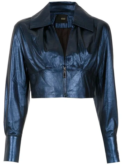 Andrea Bogosian Leather Jacket In Blue