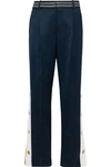 PETER PILOTTO SNAP-DETAILED STRIPED STRETCH-WOOL STRAIGHT-LEG PANTS,3074457345619859809