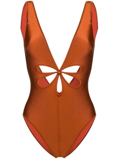 Zimmermann Primrose Flower Cut Out One Piece In Rust