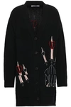 VALENTINO VALENTINO WOMAN EMBELLISHED RIBBED WOOL AND CASHMERE-BLEND CARDIGAN BLACK,3074457345620131822