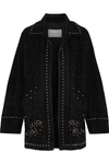 VALENTINO VALENTINO WOMAN STUDDED SUEDE JACKET BLACK,3074457345620116668