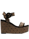 JIMMY CHOO NUDE ABIGAIL 100 WOVEN WEDGE LEATHER SANDALS