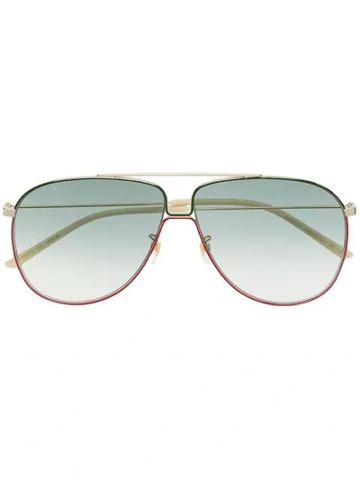 Gucci Aviator Sunglasses In Gold ,neutral