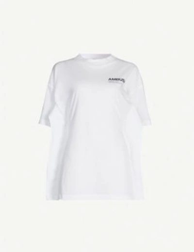 Ambush Oversize Logo Cotton Jersey T-shirt In White