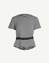 MONCLER ELASTICATED-WAIST STRIPED STRETCH-COTTON T-SHIRT