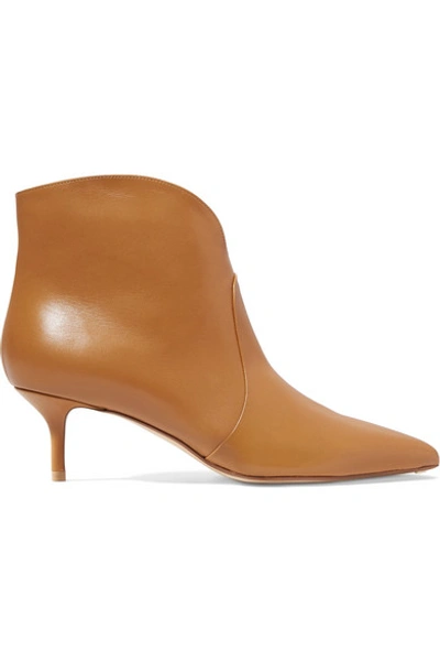 Francesco Russo Leather Ankle Boots In Camel