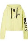 NIKE AIR CROPPED PRINTED COTTON-BLEND FLEECE HOODIE