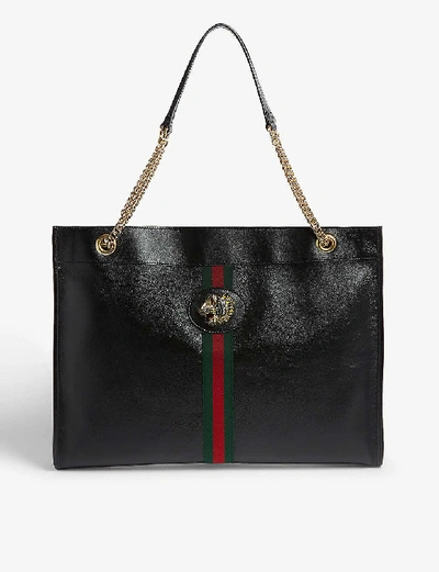 Gucci Rajah Large Leather Tote Bag In Black