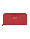 PRADA BOW DETAIL CONTINENTAL LEATHER WALLET,0400010204597