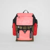 BURBERRY Large Leather Trim Colour Block Nylon Backpack