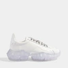 JIMMY CHOO JIMMY CHOO | Diamond Chunky Sneakers in White Calf Leather and Patent Leather