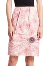 CALVIN KLEIN 205W39NYC Floral Print Silk Brooch Skirt