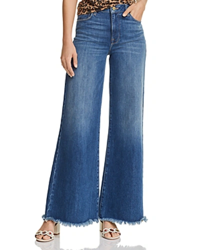 Frame Le Palazzo Raw-edge Wide-leg Jeans In Maggie May In Blue