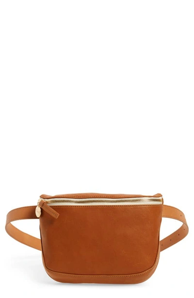 Clare V Leather Fanny Pack In Tan Neptune
