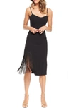 Dress The Population Rory Fringe Detail Sheath Dress In Black