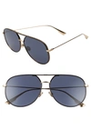 Dior Aviator Cutout Metal Sunglasses In Gold/ Black/ Blue