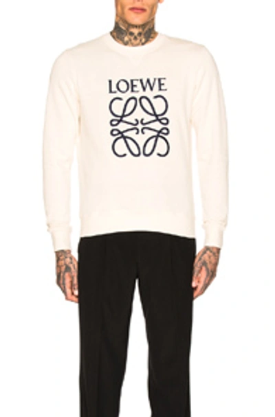Loewe Anagram-embroidered Cotton-jersey Sweatshirt In Off White