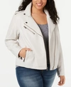 Levi's Trendy Plus Size Faux-leather Moto Jacket In Oyster